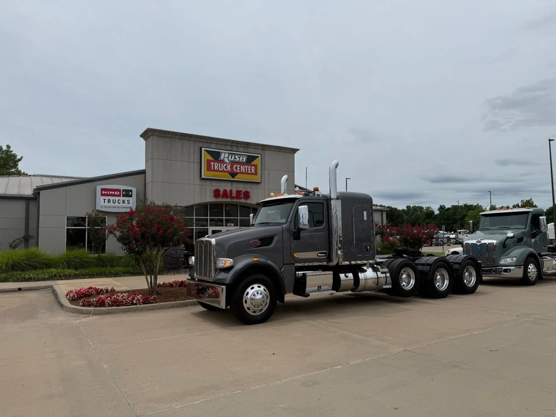 Peterbilt 567 truck parked outside Rush Truck Center